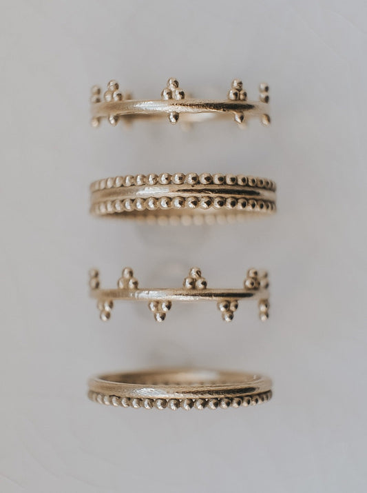 Four 'Crown Ring' stack