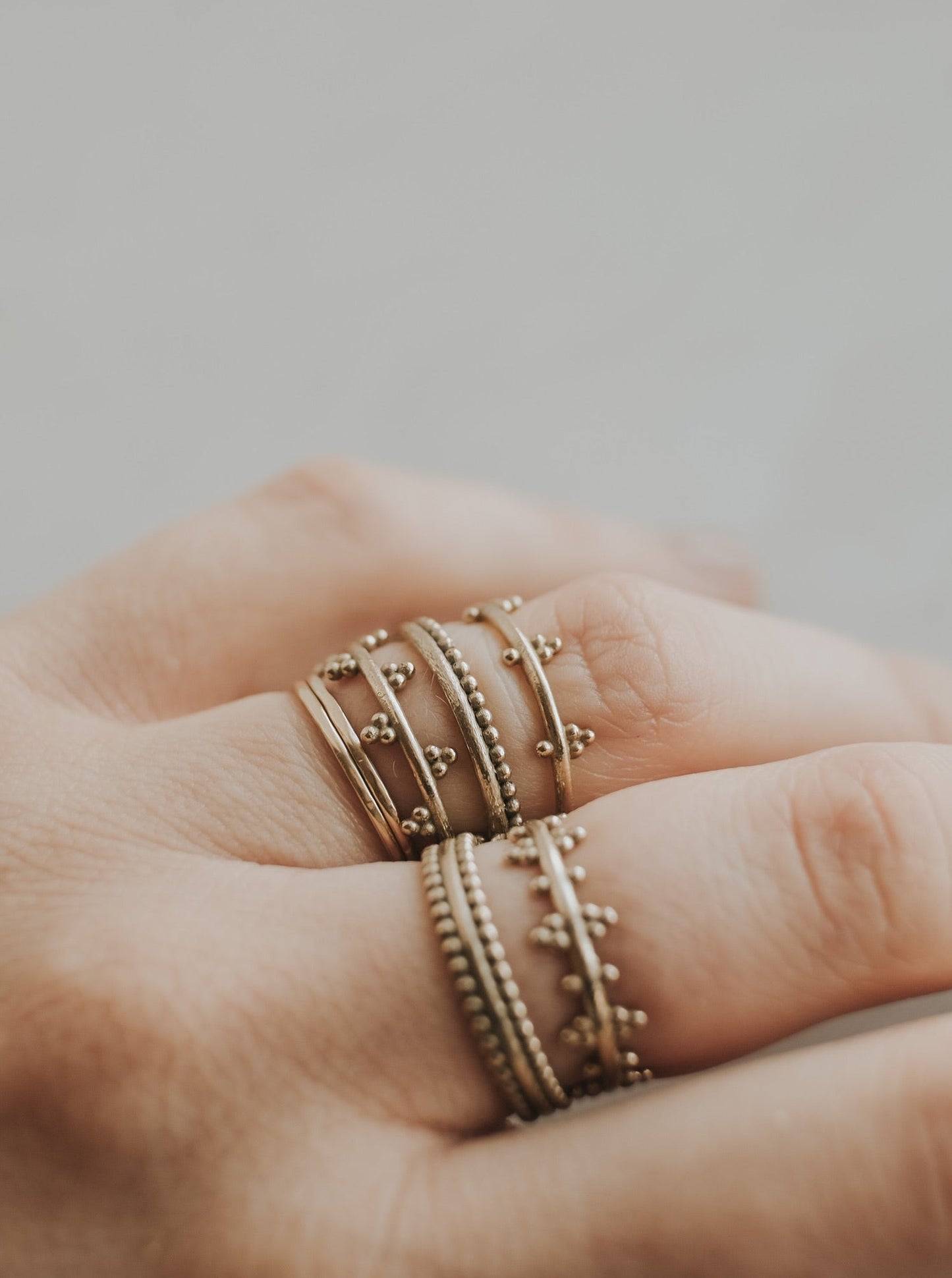 Four 'Crown Ring' stack